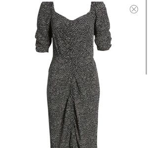 Open Edit Dot Print Front Slit Dress in
Black Brush Dot